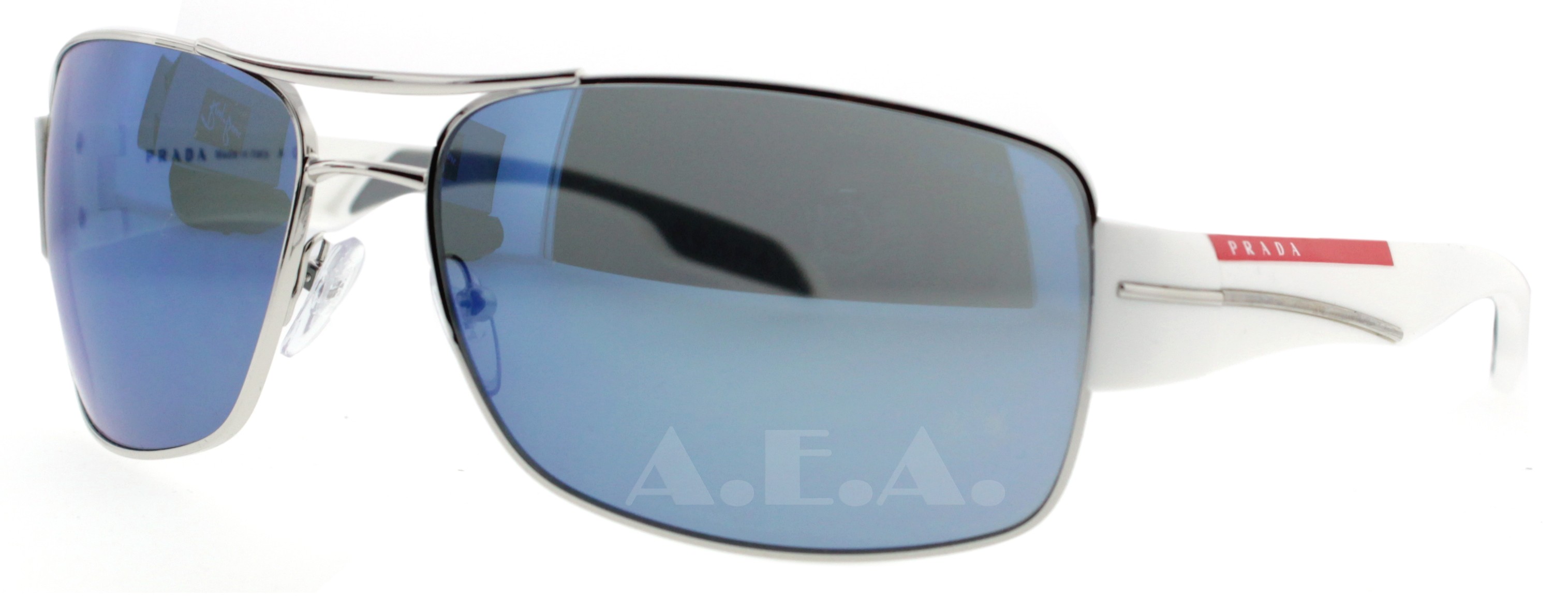 PRADA SPS 53N 1BC9P1 BLUE/WHITE MENS MIRROR LENS SPORTS SUNGLASSES eBay
