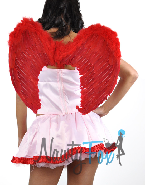 Sexy Pink Heart Angel Womens Halloween Costume Outfit Feather Wings Set eBay