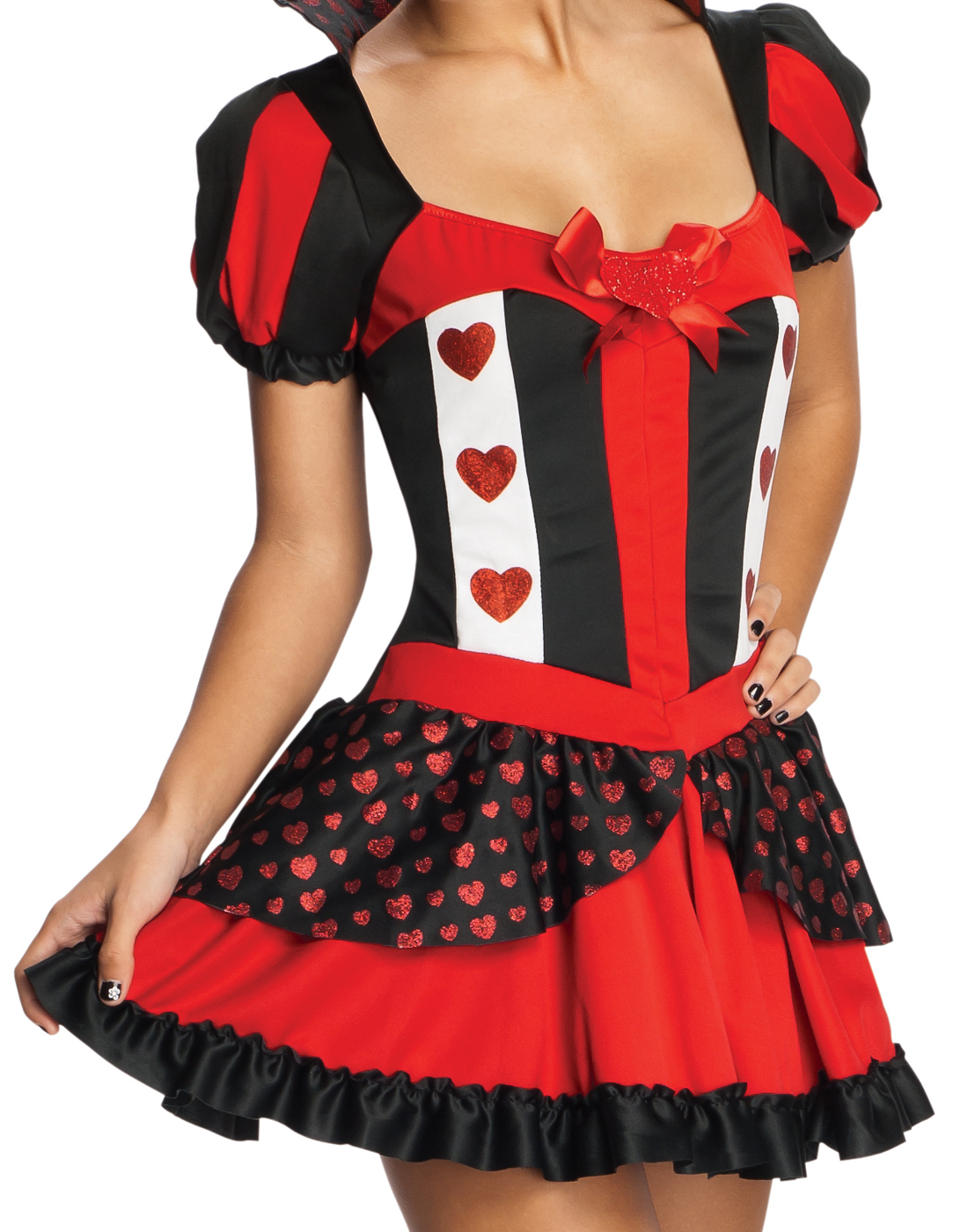 Girls Queen Of Hearts Mini Dress Halloween Costume Tween