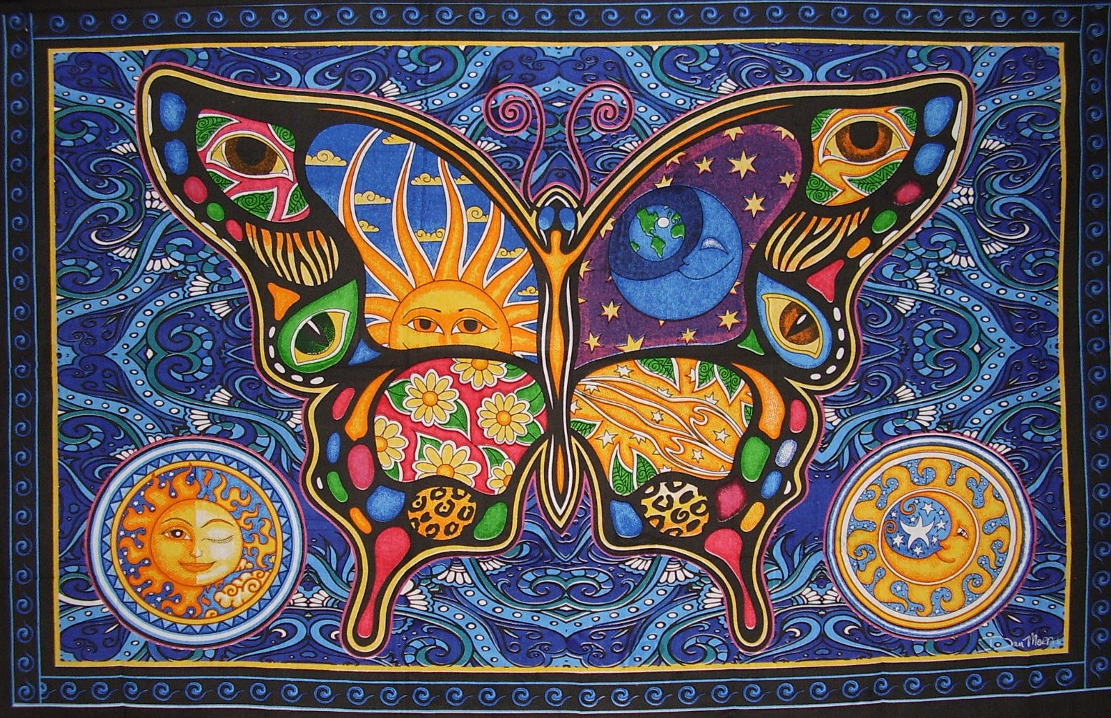Dan Morris Celestial Butterfly Cotton Tapestry 86" x 56" MultiColor