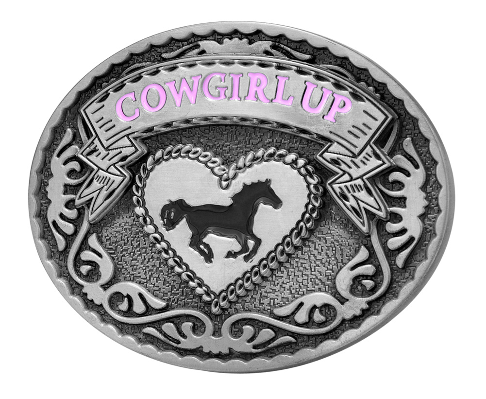 Cowgirl Up Rodeo Belt Buckle Western Design Cow Girl Metal eBay