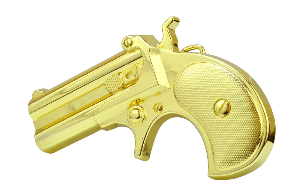 Gold Plated Derringer Handgun Belt Buckle Pistol Gun Revolver eBay