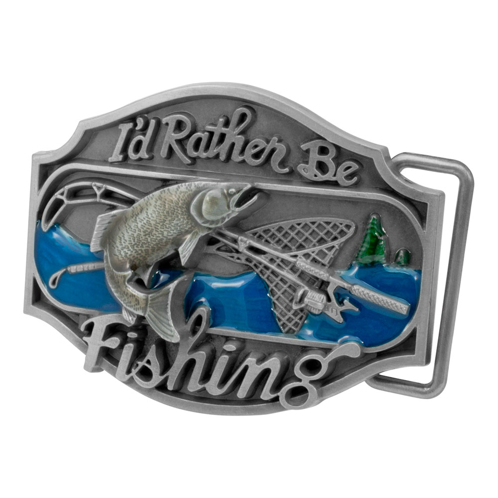 I'd Rather be Fishing Metal Belt Buckle Redneck Western Sport Bass eBay