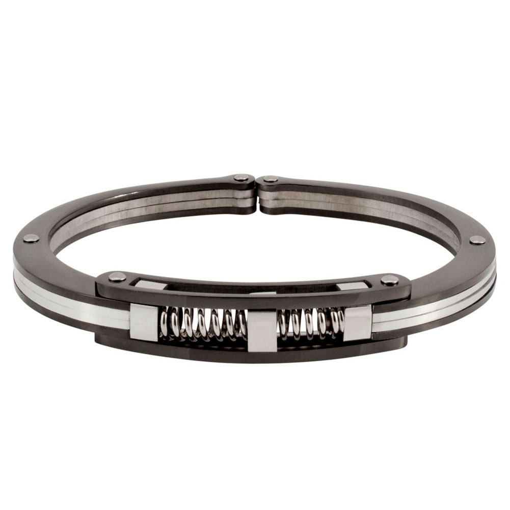 Black SHOCK Handcuff Men Stainless Steel Bracelet 199