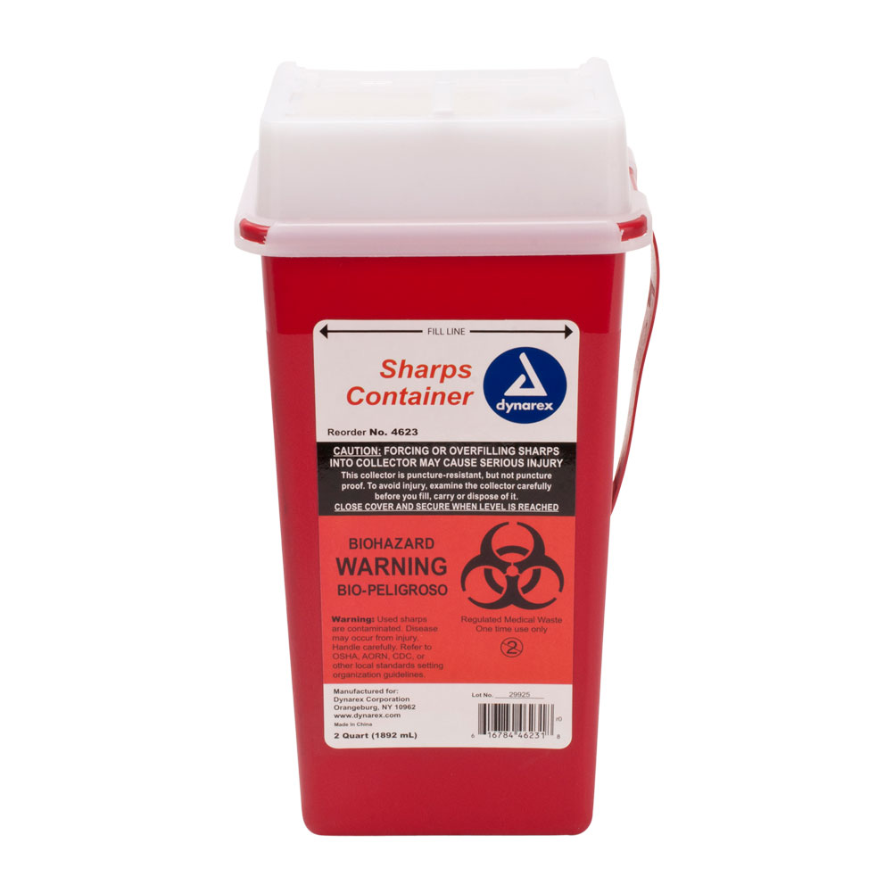 Dynarex Medical Grade 2 Quart Sharps Container Sanitary Needle Disposal
