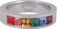 Gay-Pride-Lesbian-Stainless-Steel-Rainbow-Ring-Sz-6-13