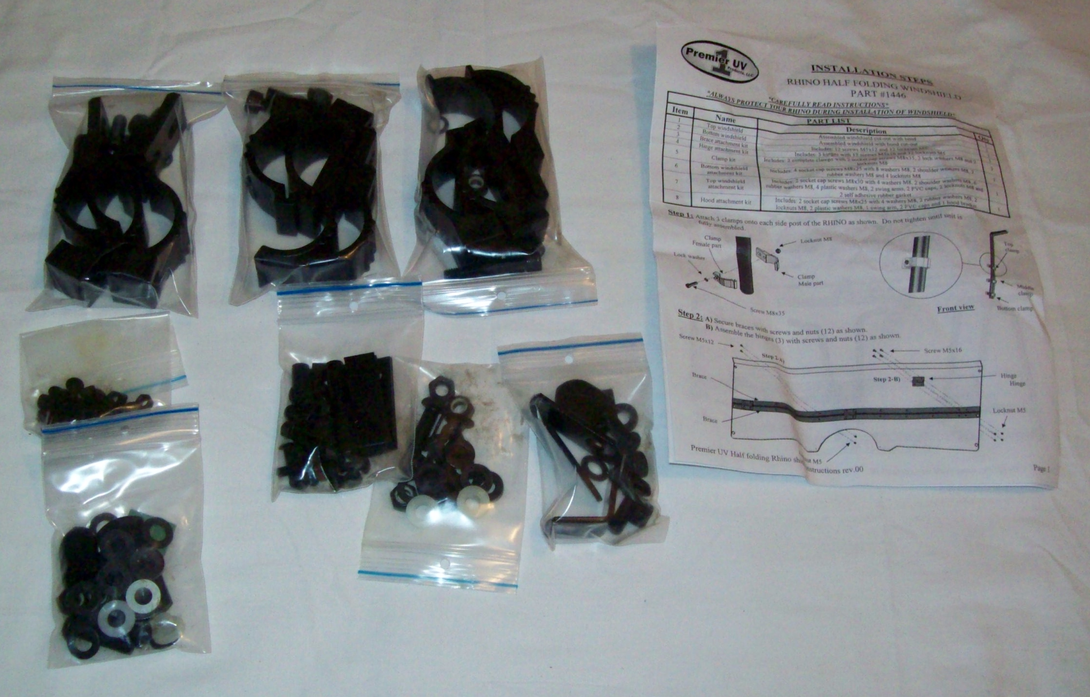 Folding Half Windshield /& Mounting Accessories Yamaha Rhino 450//660//700 1446