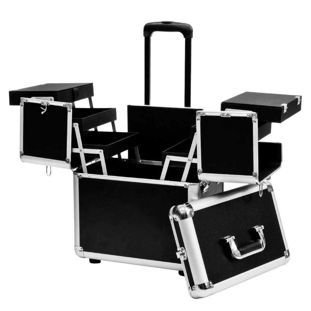 Rolling Makeup Artist Aluminum Train Hair Stylist Lock Storage Case