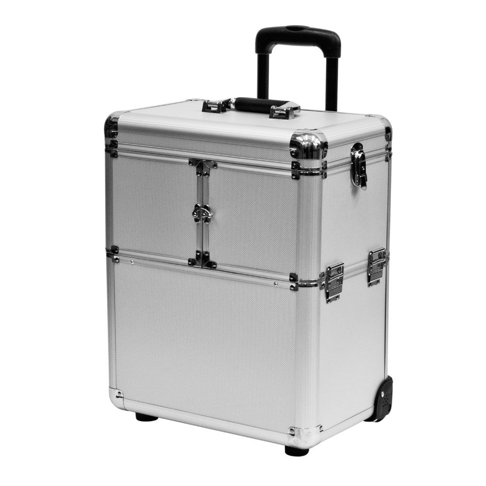 Rolling Makeup Artist Aluminum Train Hair Stylist Lock Storage Case