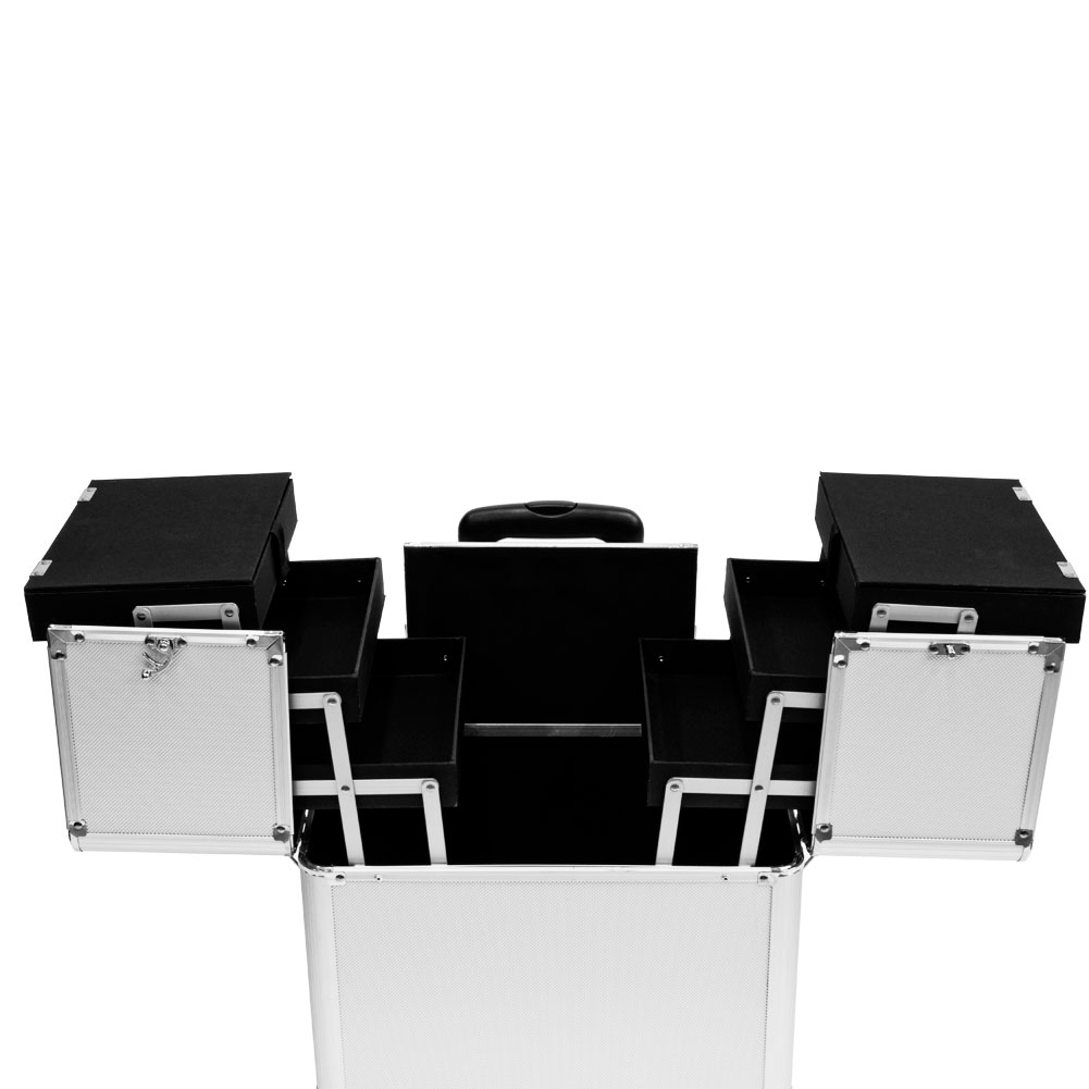 Rolling Makeup Artist Aluminum Train Hair Stylist Lock Storage Case