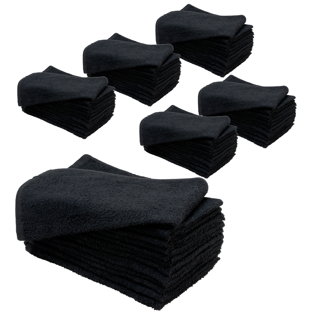 6 Dozen 15" x 25" BLACK Cotton Bleach Chemical Resistant Salon Spa