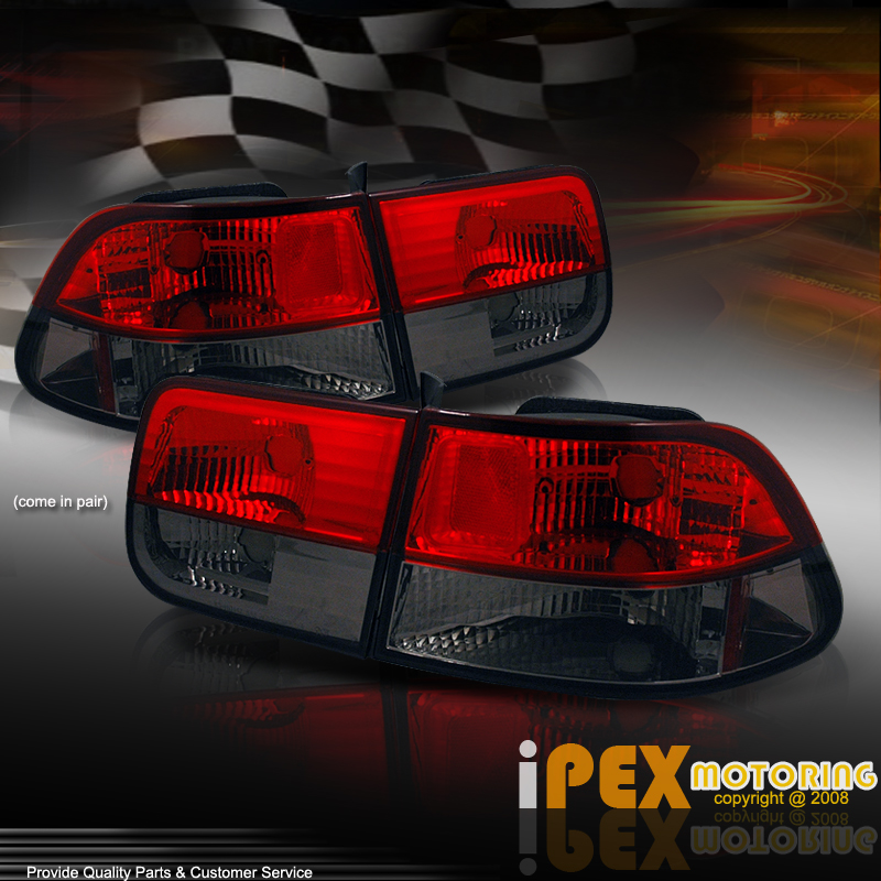 19992000 Honda Civic EK9 Coupe Black Type R Head Light W/ Red Smoke