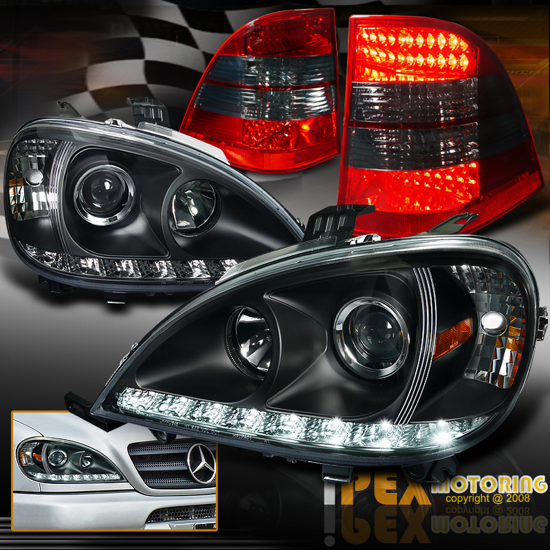 Mercedes Benz ML320 ML430 ML W163 Black LED Projector Headlight+Smoke