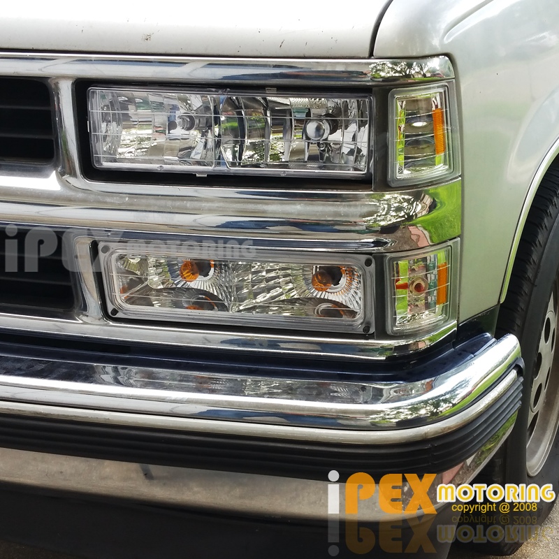 1994-1998 Chevy Silverado Tahoe C1500 C2500 K1500 Chrome Headlights - How To Adjust Headlights On A 1998 Chevy Silverado