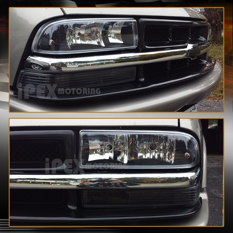 19982004 Chevy S10/Blazer Black Headlights Lamps + Bumper Parking