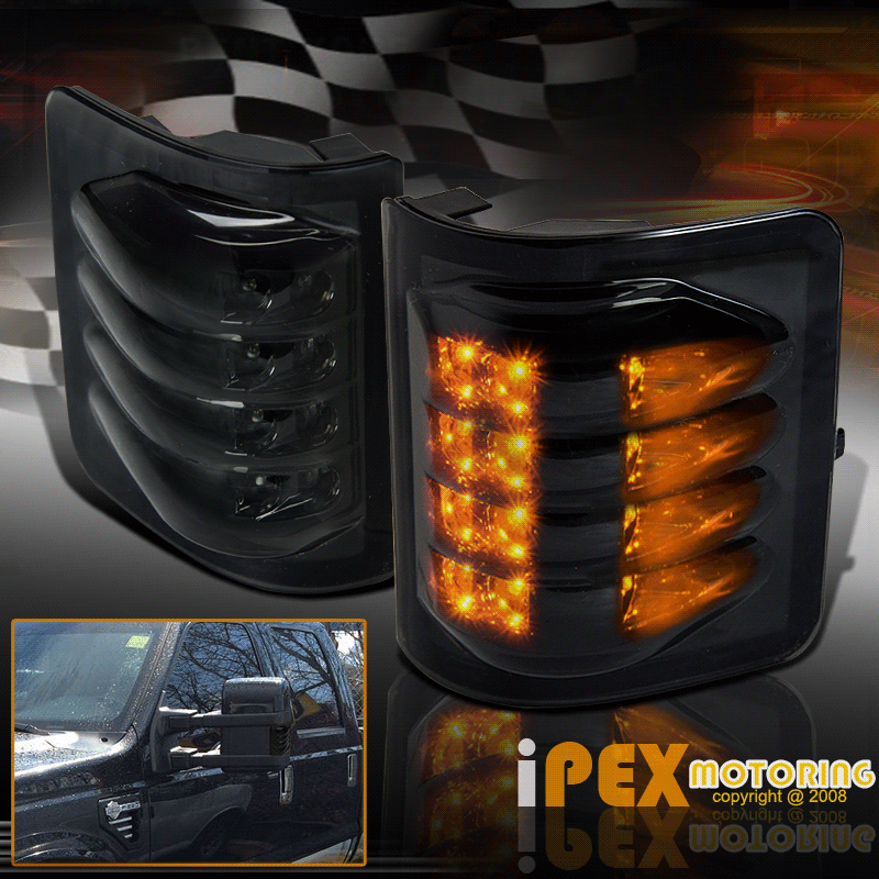 20082015 F250 F350 SuperDuty Smoked Amber LED Side Mirror Marker Signal Light eBay