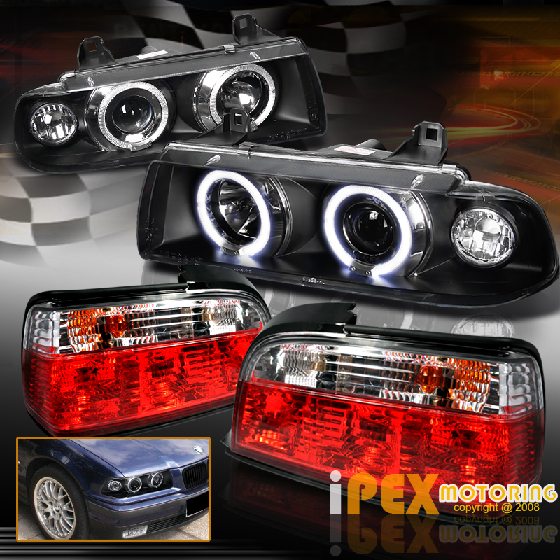 BMW 19921998 E36 328i 325i 2Dr R8 LED Projector Headlights Lamps Black