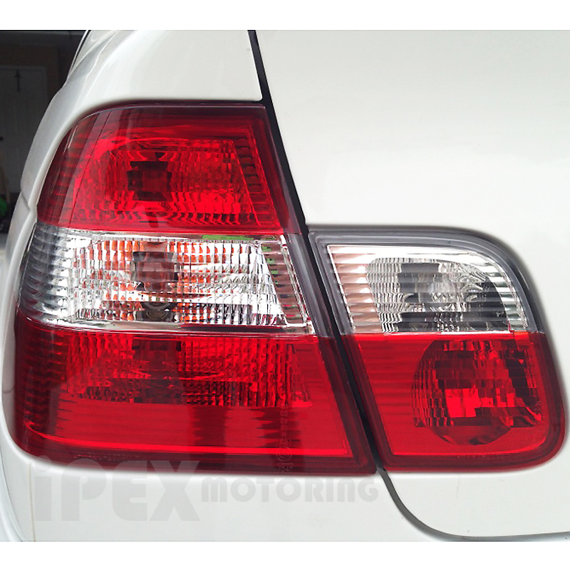 3Series 1999 2000 2001 BMW E46 4Dr Sedan RED/CLEAR Tail Lights Euro
