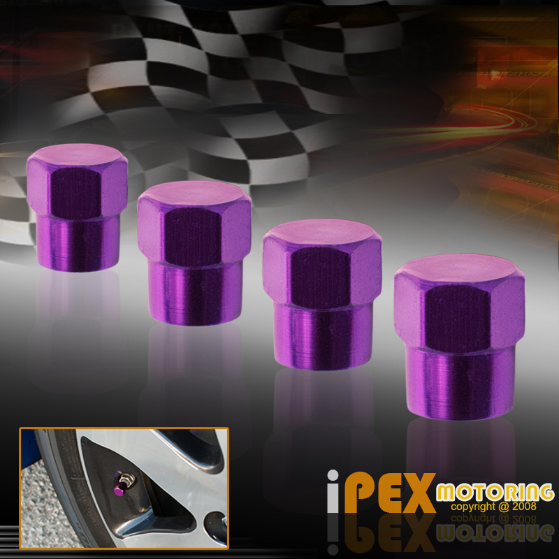 4 Piece Set (Purple) "Hex" Tire Air Valve Stem Caps Car Truck ATV