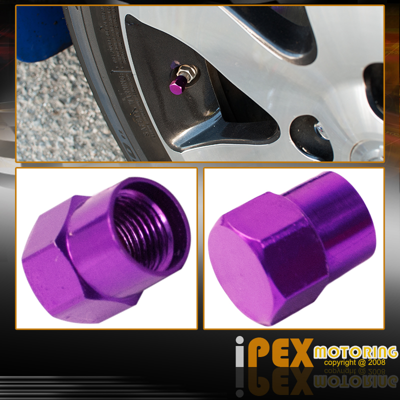 4 Piece Set (Purple) "Hex" Tire Air Valve Stem Caps Car Truck ATV