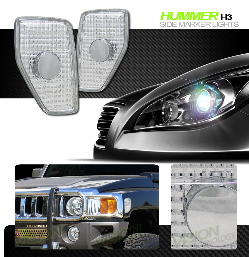 Crystal Chrome Clear Side Marker Fender Reflector Lights 0610 Hummer