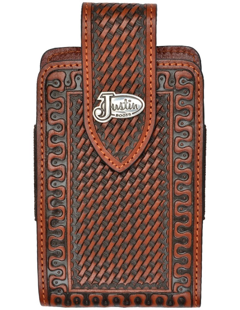 Justin Western Cell Phone Case Leather Tooled Smartphone Tan JBPH051 eBay