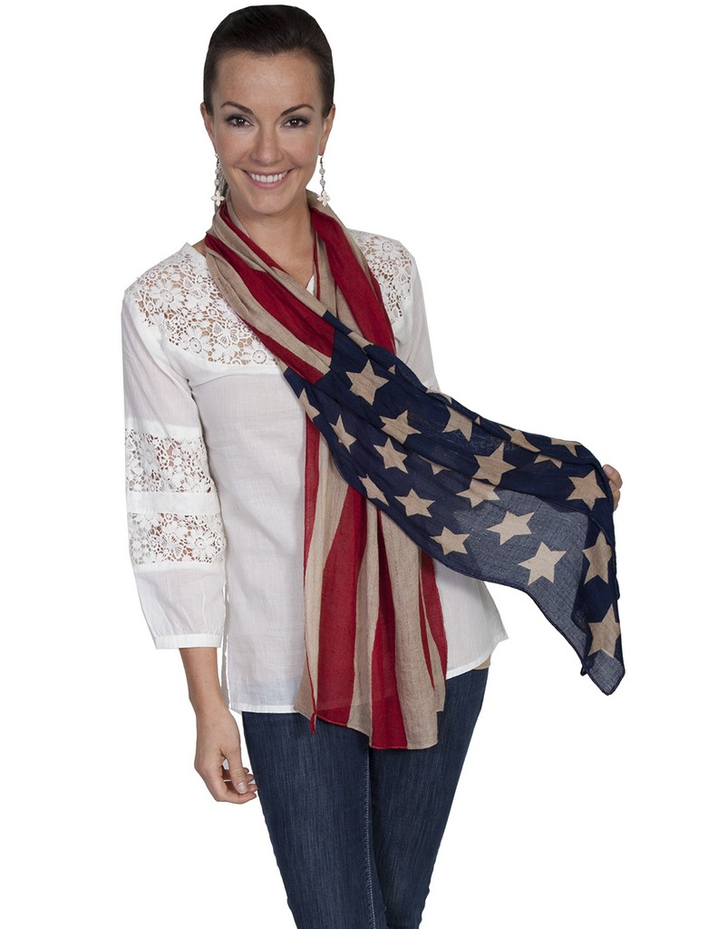 Scully Western Scarf Womens Patriotic One Size Fits All Red HC46