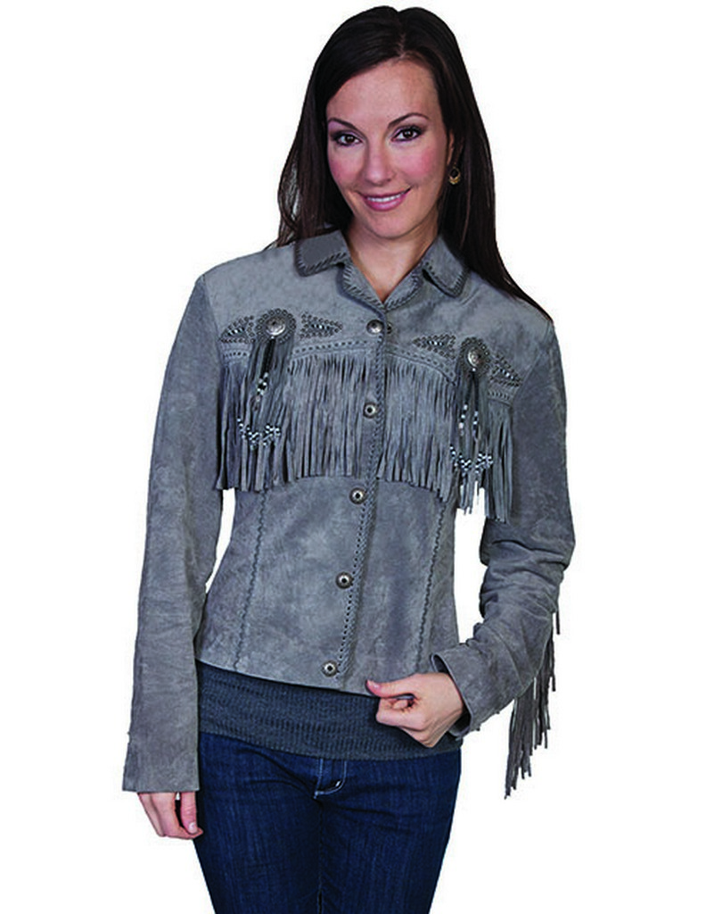 Scully Western Jacket Womens Leather Beaded Fringe Fitted L152 eBay