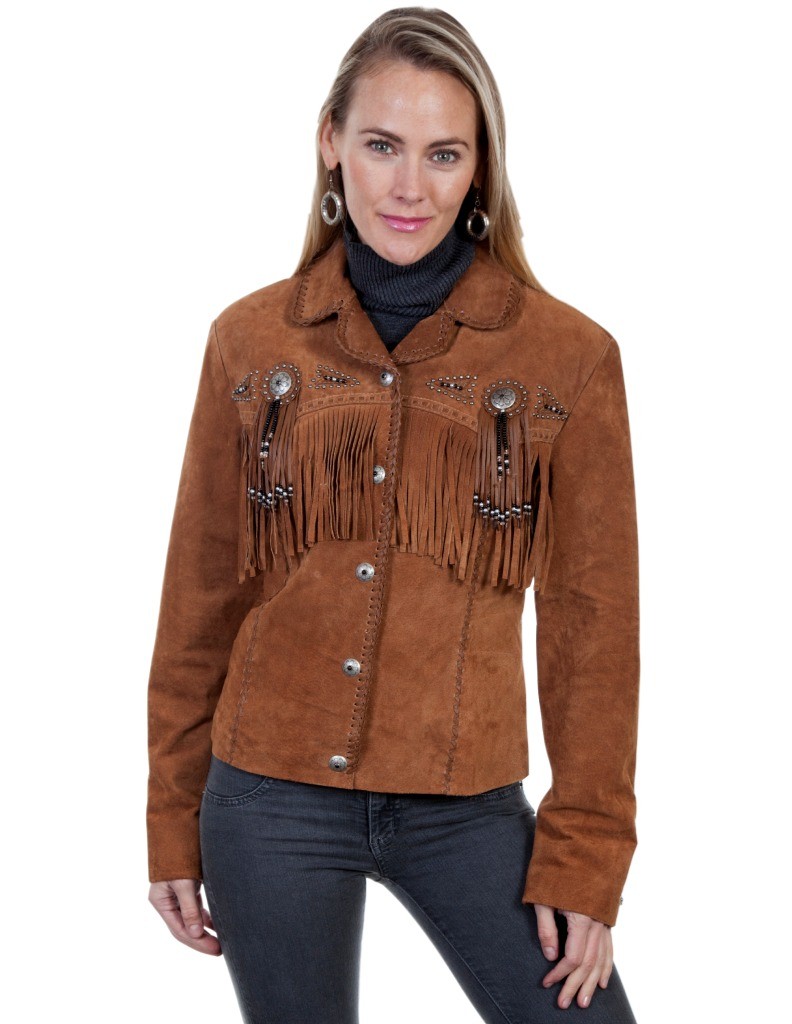 Scully Western Jacket Womens Leather Beaded Fringe Fitted L152 eBay