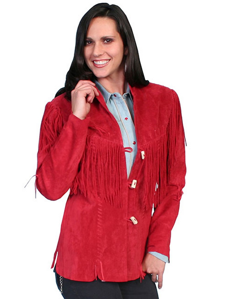 Scully Western Jacket Womens Leather Lace Fringe Toggle L9 eBay