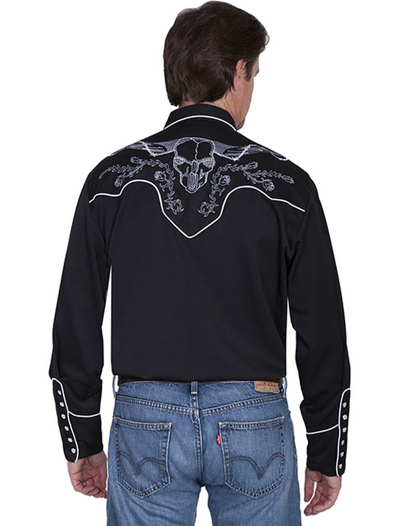 Scully Western Shirt Mens Long Sleeve Embroidered Snap P854