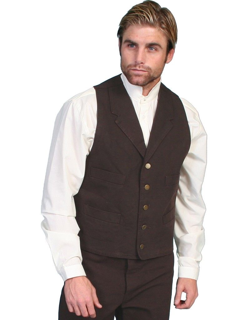 Scully Old West Vest Mens Western Lined Button Cotton Canvas RW041