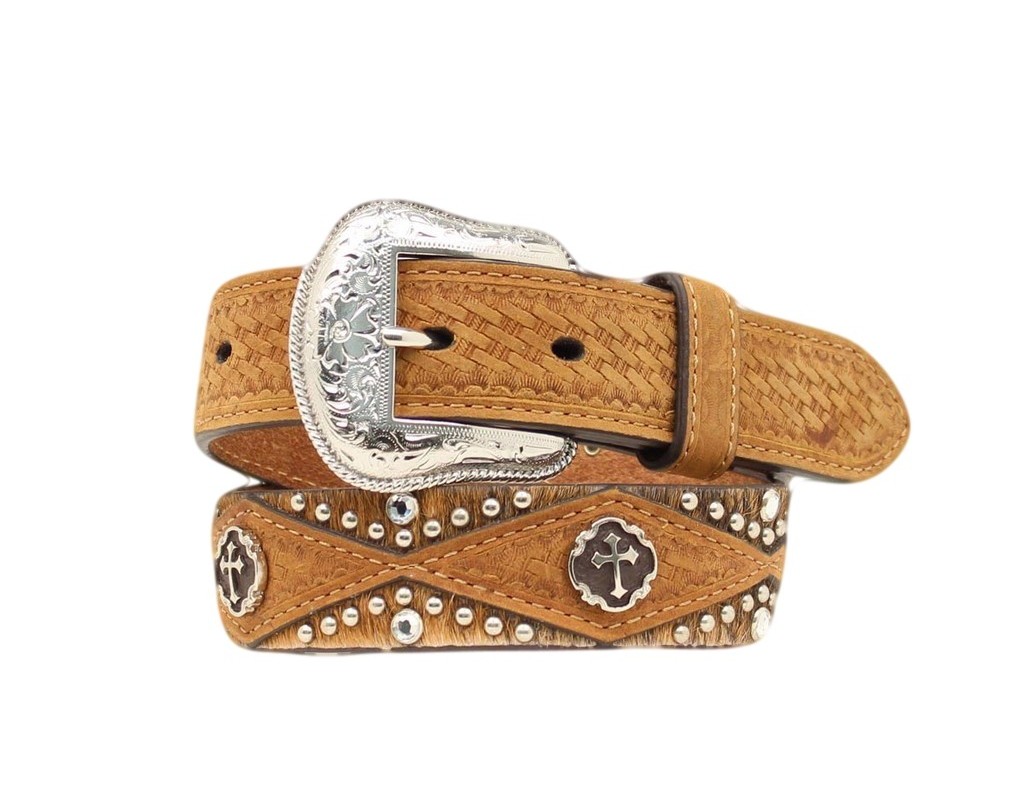 Nocona Western Belt Boys Kids Leather Cross Hair Rich Earth N4433044 eBay