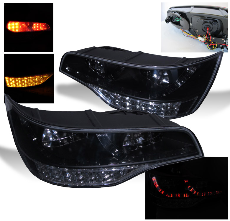 2007 2008 2009 2010 AUDI Q7 SUV BLACK SET LED REAR BRAKE TAIL LIGHT L+R