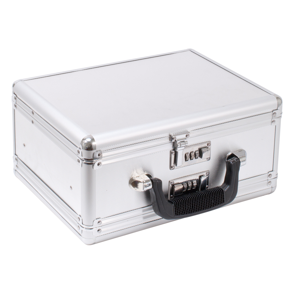 Silver Double Sided Hand Gun Lock Case Pistol Security Box Airsoft Hard