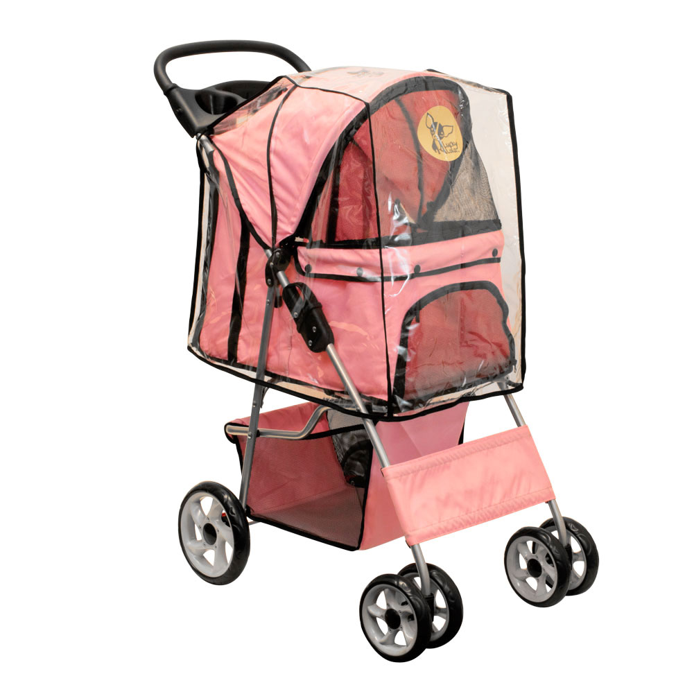 Lucky Lola Folding 4 Wheel Pet Stroller Carrier Dog Cat Rain Cover
