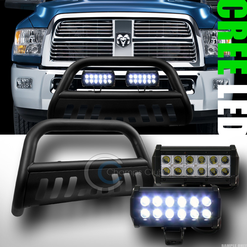 MATTE BLK BULL BAR BUMPER GRILL GUARD+36W CREE LED FOG LIGHTS 20092016