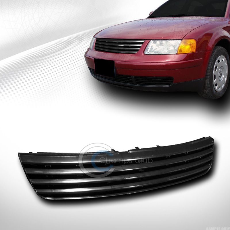 FOR 9801 VW PASSAT B5 EURO BLK FRONT BUMPER UPPER BADGELESS SPORT GRILL GRILLE