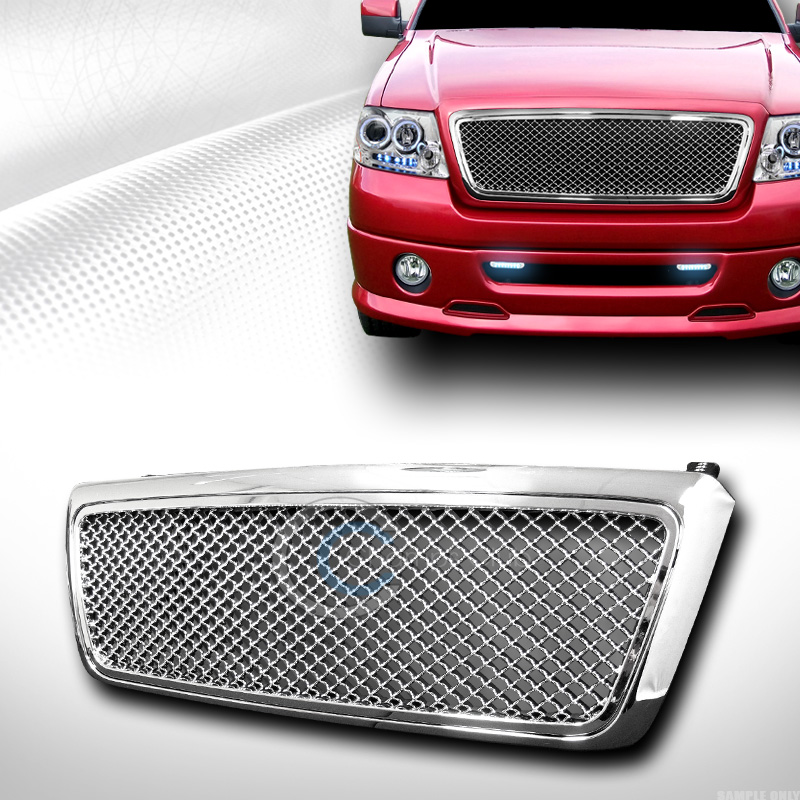 CHROME MESH FRONT HOOD BUMPER GRILL GRILLE 20042008 FORD