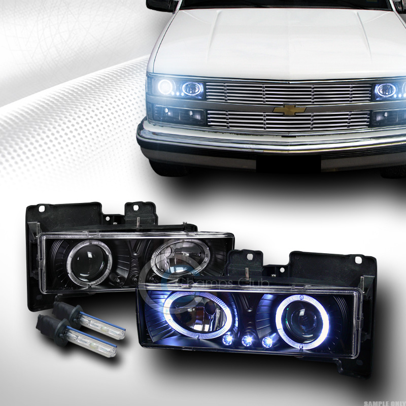 8000K HID XENON BLK LED HALO PROJECTOR HEAD LIGHTS 8898 CHEVY/GMC C10
