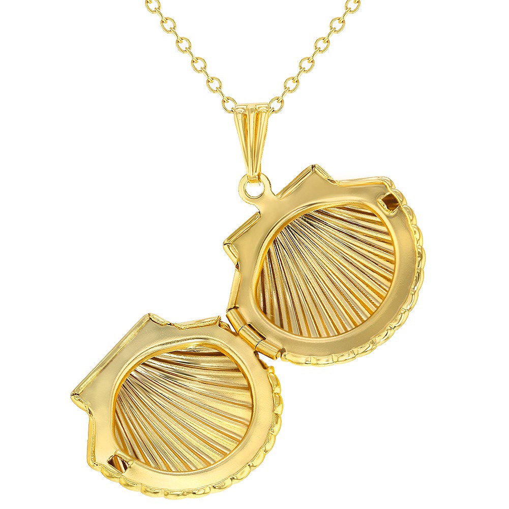 Gold Tone Seashell Pendant Photo Locket Necklace Ladies Women 19" eBay