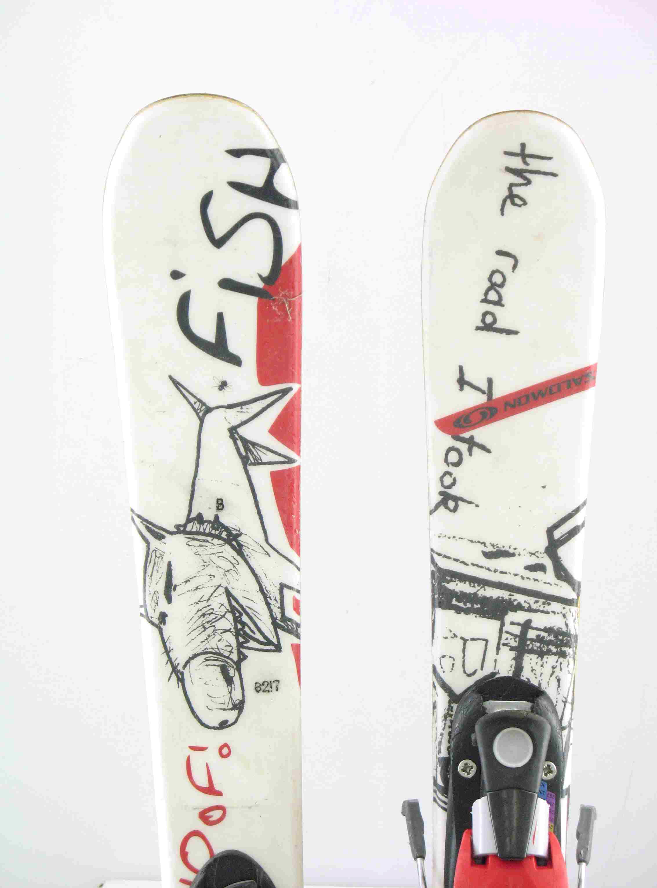 Used Salomon Fish Twin tip Jr. Kids Snow Skis w/Binding 121cm A eBay