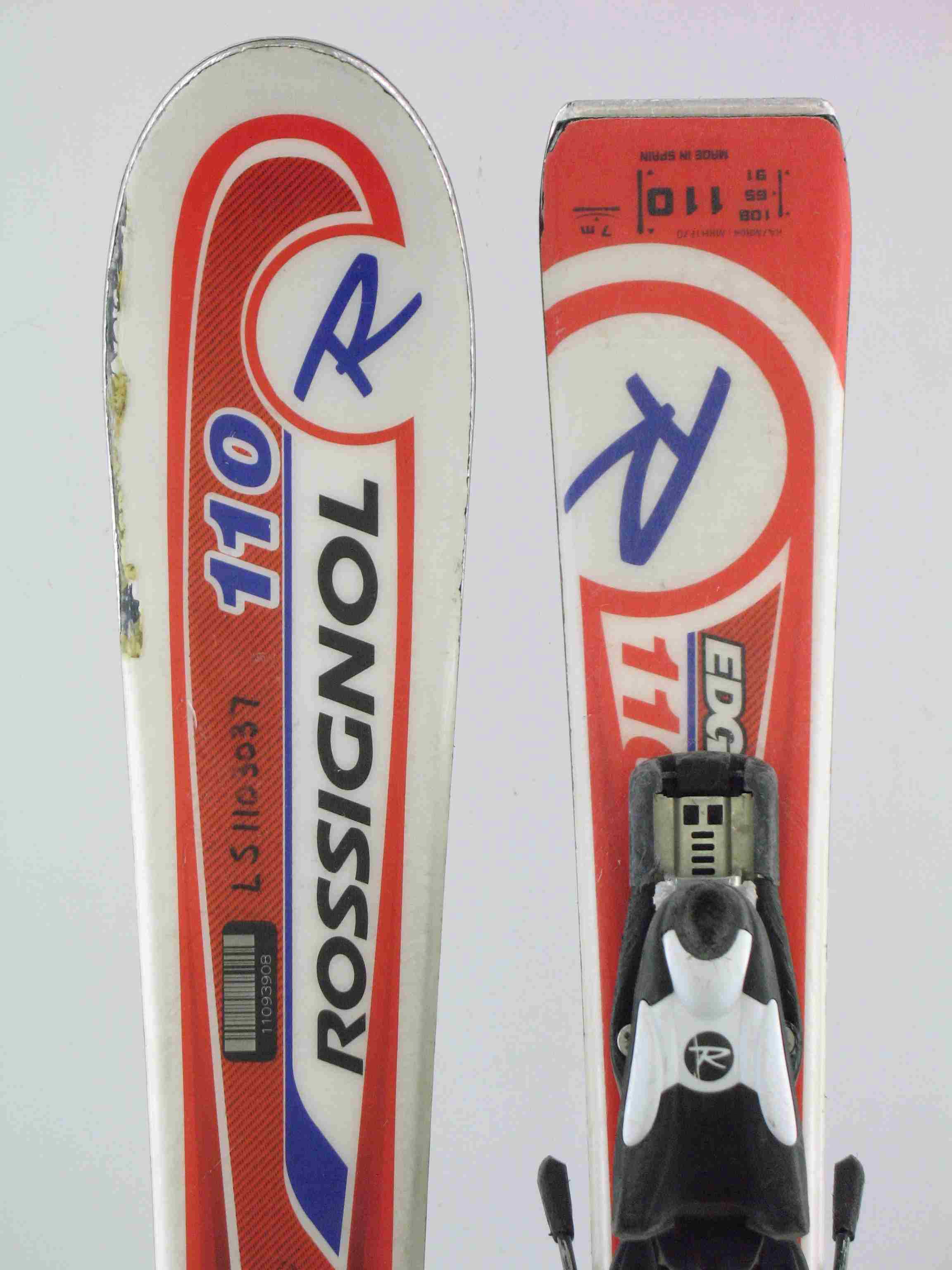 Used Rossignol JR Edge Kids Snow Skis Red 110cm C Slices