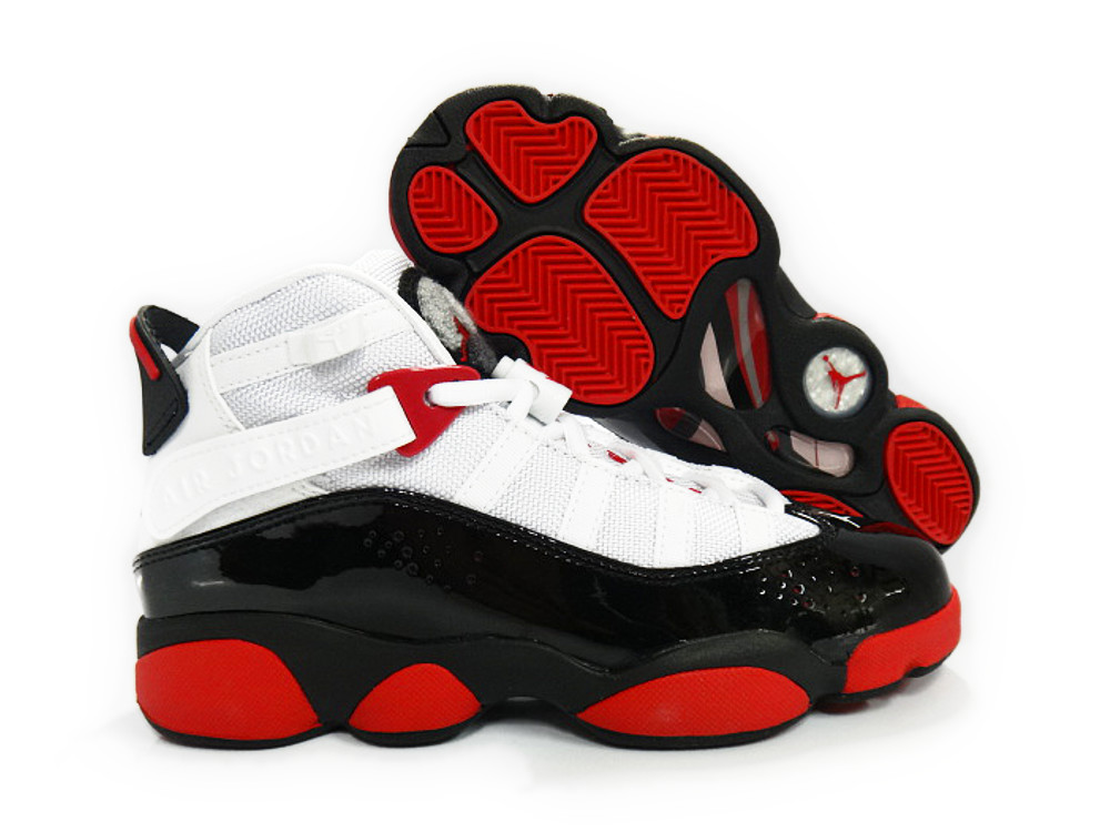 Nike Girls Air Jordan 6 Rings White Legion Red Black Grey Grade School