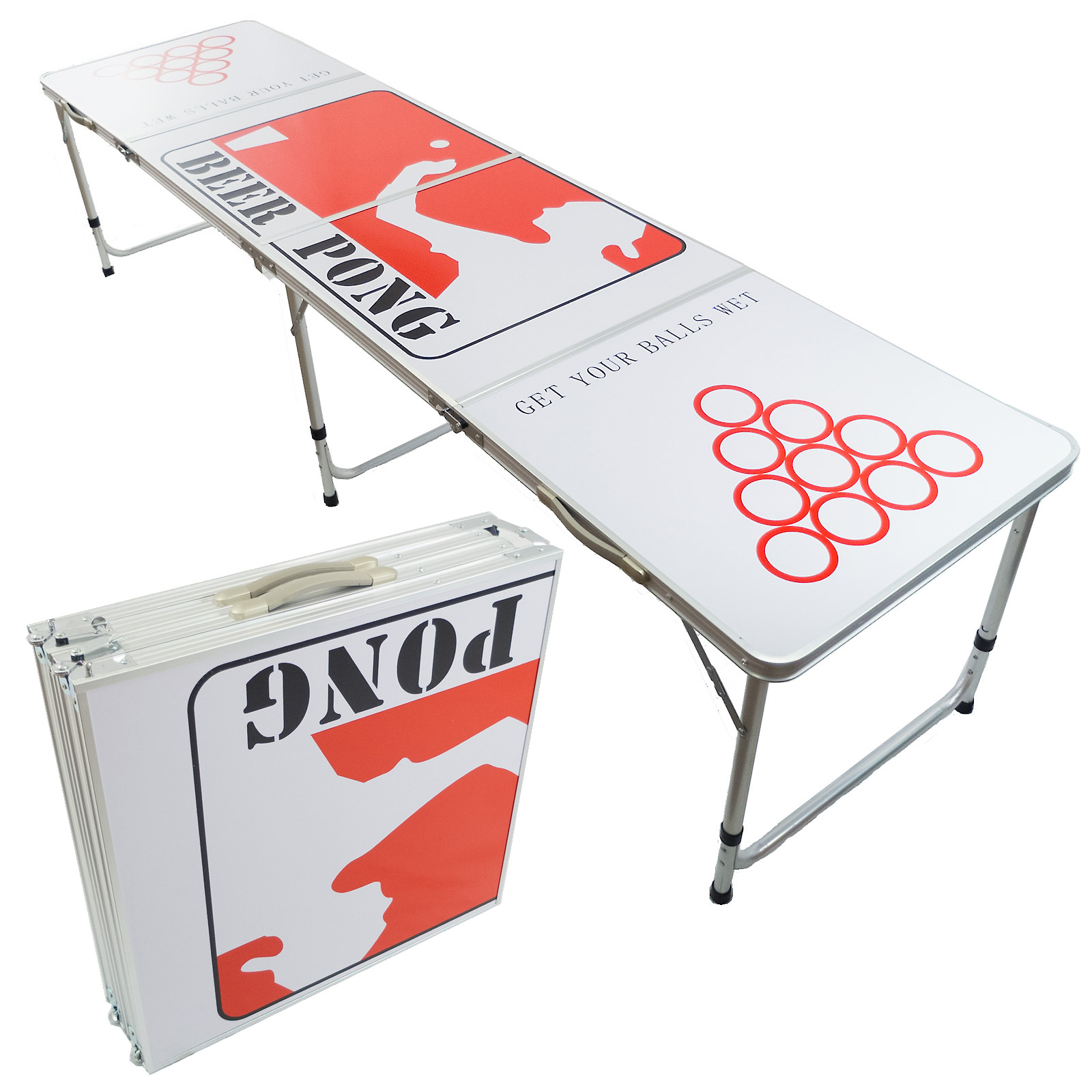 NEW BEER PONG TABLE 8' ALUMINUM FOLDING INDOOR OUTDOOR TAILGATE