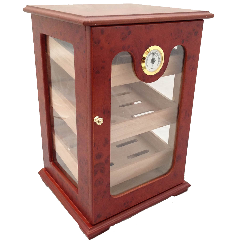 CIGAR HUMIDOR 150 ct UNIQUE GREAT DISPLAY SHOW BOX BURLWOOD eBay
