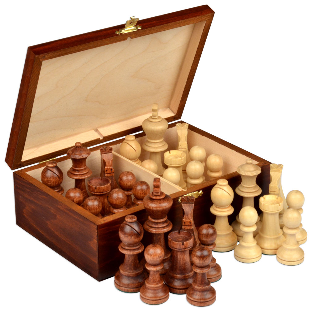 Staunton No. 6 Tournament Chess Pieces in Wooden Box, 3.9Inch King New