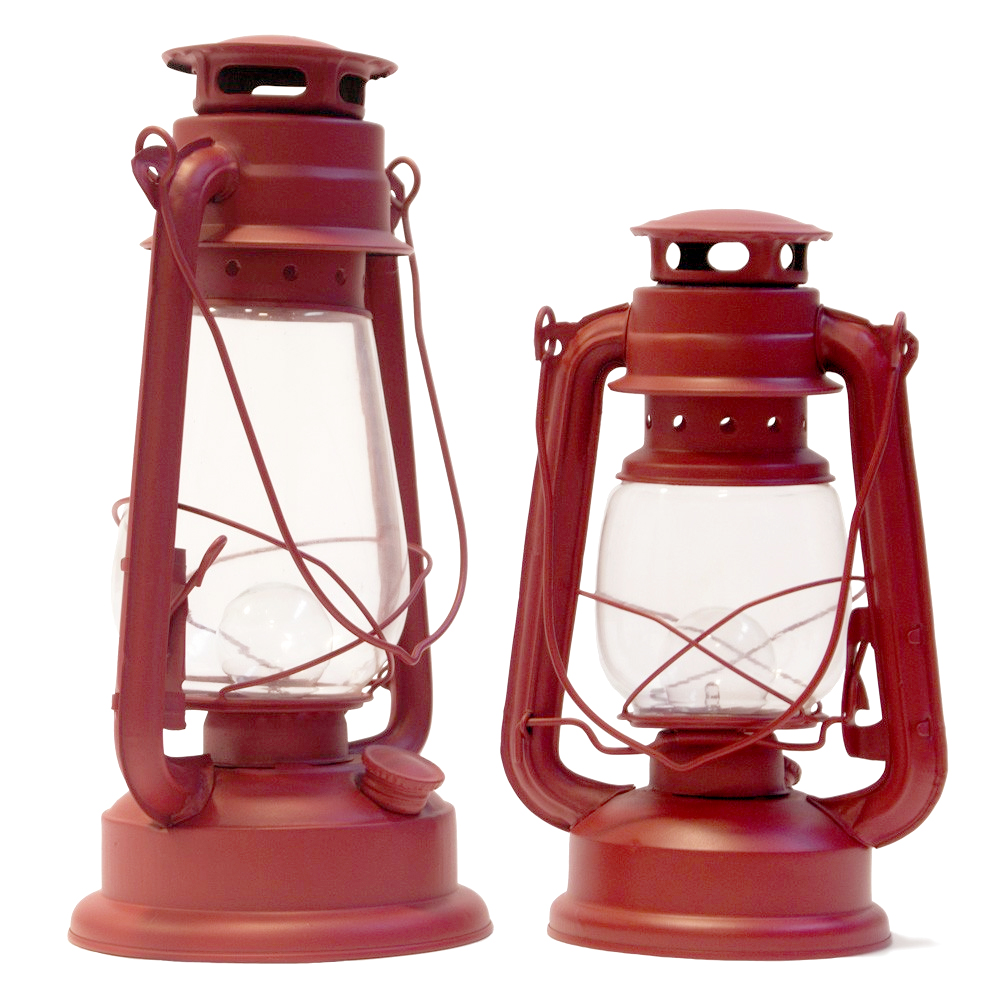 2 Piece Vintage LED Glass Lantern Set Flickering Flame for Outdoor