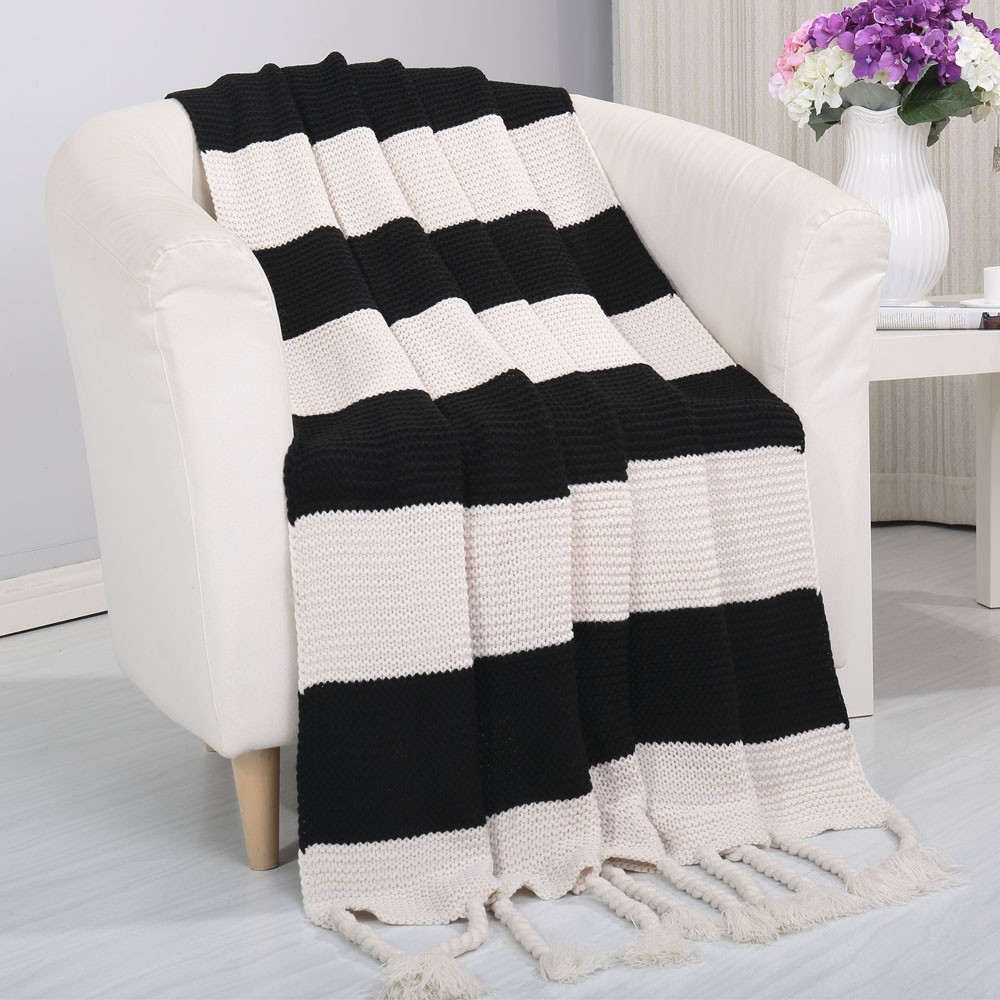 Vintage Knitted Lodge Striped 50x60 Blanket eBay