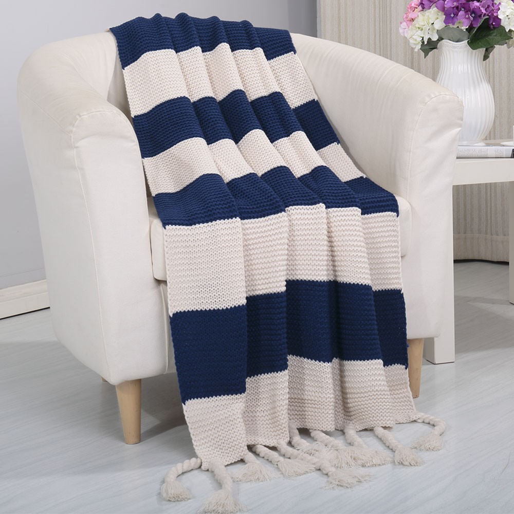 Vintage Knitted Lodge Striped 50x60 Blanket eBay